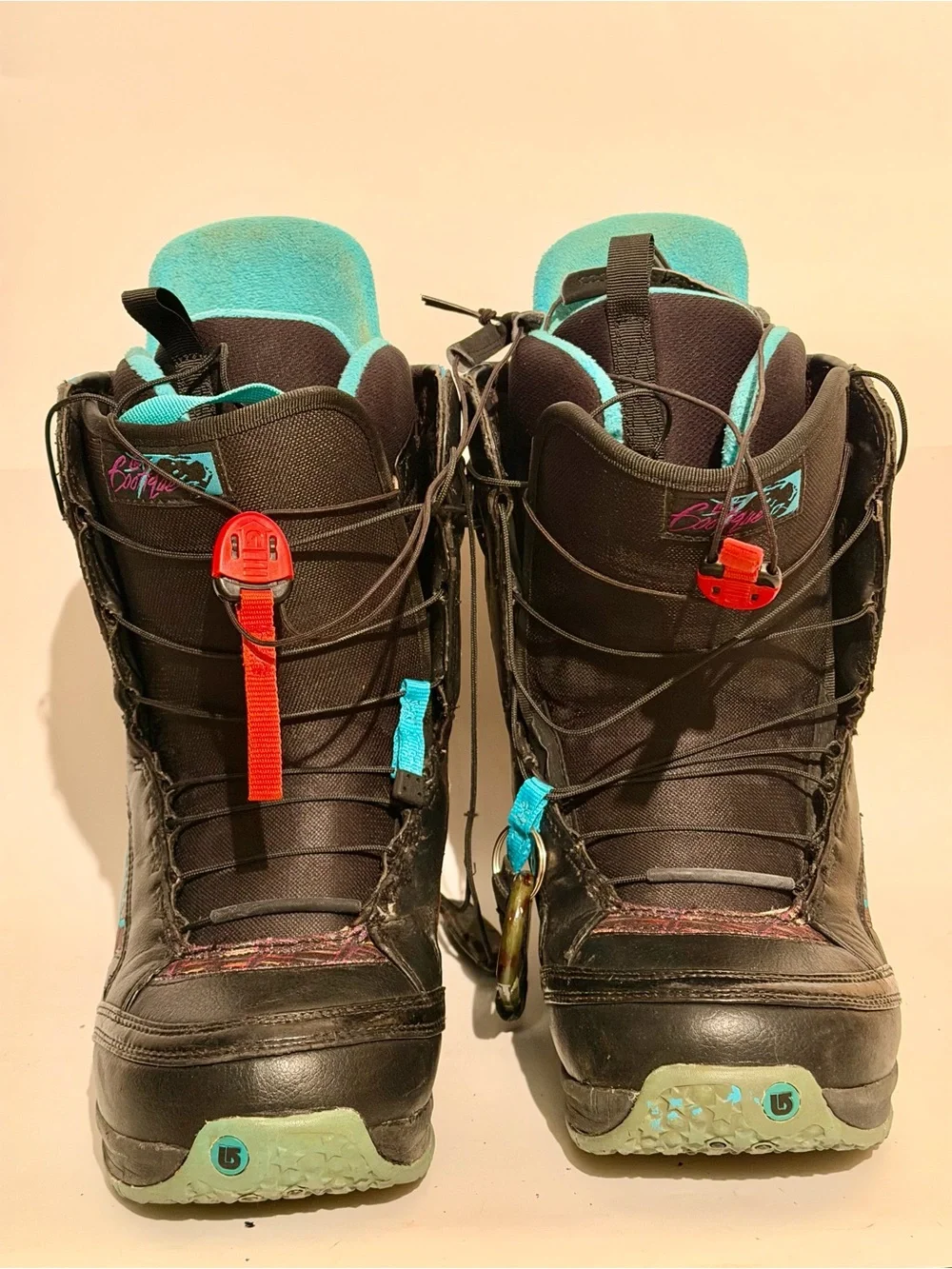 Women's Burton Boutique Snowboard Boots 2011 Size 10 Black Blue Boa Cables